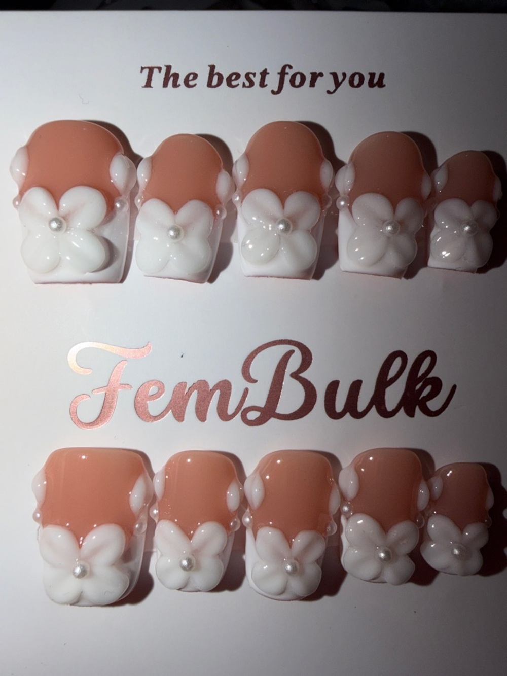 Nude Pink Floral Press-On Nail Set